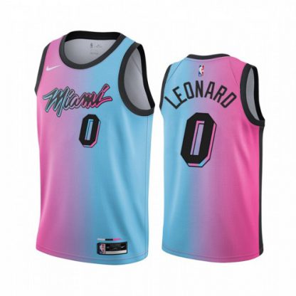 Nike Miami Heat #0 Meyers Leonard Blue Pink NBA Swingman 2020-21 City Edition Jersey
