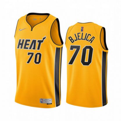 Miami Miami Heat #70 Nemanja Bjelica Yellow Youth NBA Swingman 2020-21 Earned Edition Jersey
