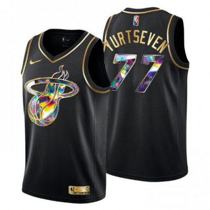 Miami Miami Heat #77 Omer Yurtseven Men's Golden Edition Diamond Logo 2021/22 Swingman Jersey - Black