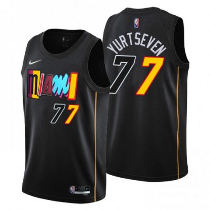 Miami Miami Heat #77 Omer Yurtseven Men's Nike Black 2021/22 Swingman NBA Jersey - City Edition