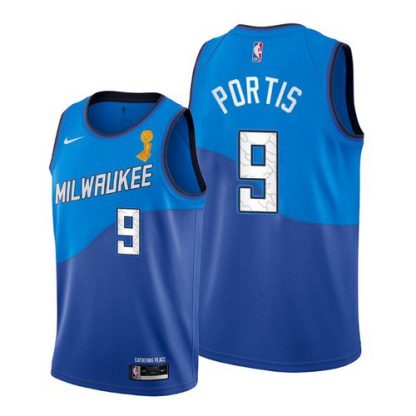 Nike Milwaukee Bucks #9 Bobby Portis Youth 2021 NBA Finals Champions City Edition Jersey Blue