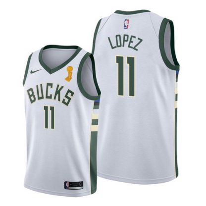 Nike Milwaukee Bucks #11 Brook Lopez Youth 2021 NBA Finals Champions Swingman Association Edition Jersey White