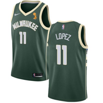 Nike Milwaukee Bucks #11 Brook Lopez Youth 2021 NBA Finals Champions Swingman Icon Edition Jersey Green