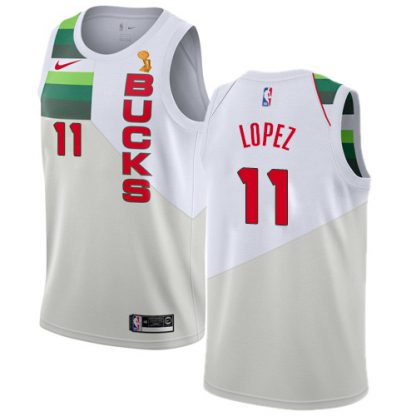 Nike Milwaukee Bucks #11 Brook Lopez Youth 2021 NBA Finals Champions Swingman Earned Edition Jersey White