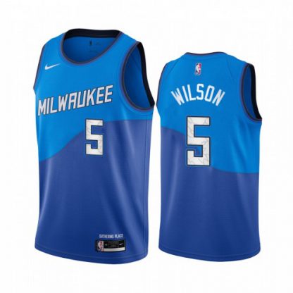 Nike Milwaukee Bucks #5 D.J. Wilson Blue Women's NBA Swingman 2020-21 City Edition Jersey