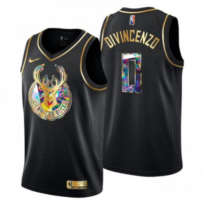 Milwaukee Milwaukee Bucks #0 Donte Divincenzo Men's Golden Edition Diamond Logo 2021/22 Swingman Jersey - Black