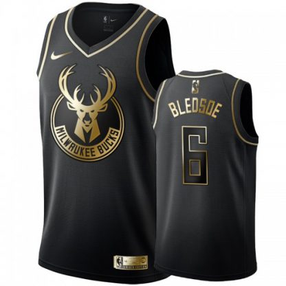 Nike Milwaukee Bucks #6 Eric Bledsoe Men's Black Golden Edition Swingman NBA Jersey