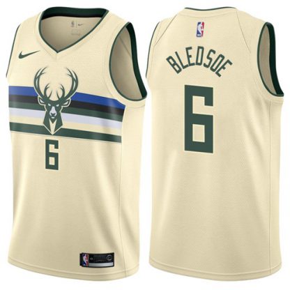 Nike Milwaukee Bucks #6 Eric Bledsoe Cream NBA Swingman City Edition Jersey