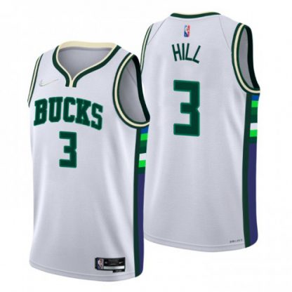Milwaukee Milwaukee Bucks #3 George Hill Men's Nike White 2021/22 Swingman NBA Jersey - City Edition