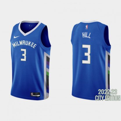 Milwaukee Milwaukee Bucks #3 George Hill Men's Nike Blue 2022-23 NBA Jersey - City Edition