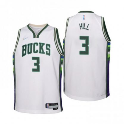 Milwaukee Milwaukee Bucks #3 George Hill Youth Nike White 2021/22 Swingman Jersey - City Edition