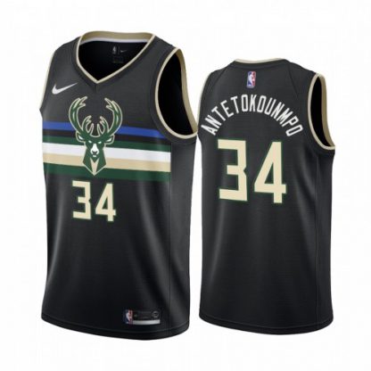 Nike Milwaukee Bucks #34 Giannis Antetokounmpo Black 2019-20 Statement Edition NBA Jersey