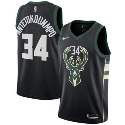 Nike Milwaukee Bucks #34 Giannis Antetokounmpo Black NBA Swingman Statement Edition Jersey