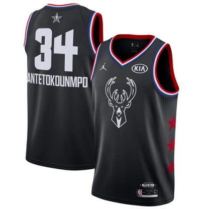 Milwaukee Bucks #34 Giannis Antetokounmpo Black NBA Jordan Swingman 2019 All-Star Game Jersey