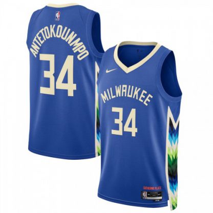 Milwaukee Milwaukee Bucks #34 Giannis Antetokounmpo Unisex Nike Royal 2022-23 Swingman Jersey - City Edition