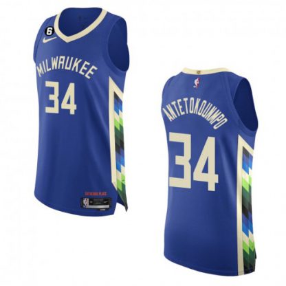 Milwaukee Milwaukee Bucks #34 Giannis Antetokounmpo Nike Royal 2022-23 Authentic Jersey - City Edition