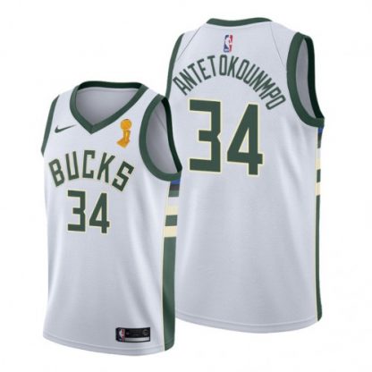 Nike Milwaukee Bucks #34 Giannis Antetokounmpo Women's 2021 NBA Finals Champions Swingman Association Edition Jersey White