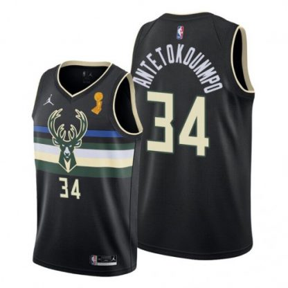 Milwaukee Milwaukee Bucks #34 Giannis Antetokounmpo Women's 2021 NBA Finals Champions Swingman Statement Edition Jersey Black