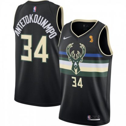 Nike Milwaukee Bucks #34 Giannis Antetokounmpo Women's 2021 NBA Finals Champions Swingman Statement Edition Jersey Black