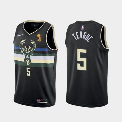 Nike Milwaukee Bucks #5 Jeff Teague Youth 2021 NBA Finals Champions Swingman Statement Edition Jersey Black