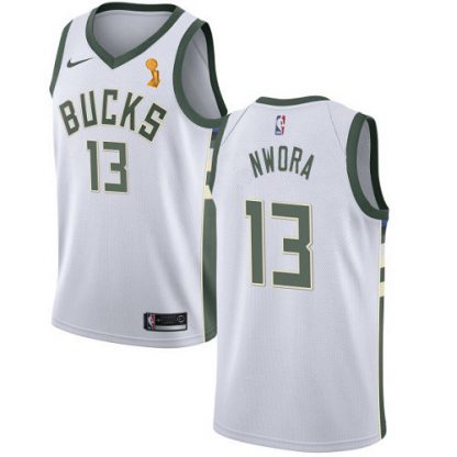 Nike Milwaukee Bucks #13 Jordan Nwora 2021 NBA Finals Champions Swingman Association Edition Jersey White