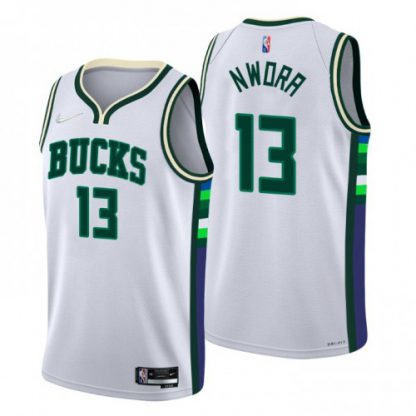 Milwaukee Milwaukee Bucks #13 Jordan Nwora Men's Nike White 2021/22 Swingman NBA Jersey - City Edition