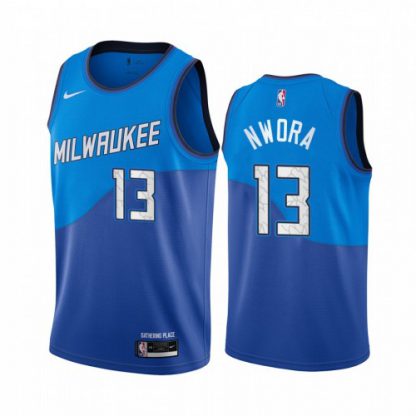 Nike Milwaukee Bucks #13 Jordan Nwora Blue Youth NBA Swingman 2020-21 City Edition Jersey
