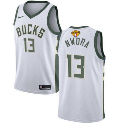 Nike Milwaukee Bucks #13 Jordan Nwora Men's 2021 NBA Finals Bound Swingman Association Edition Jersey White