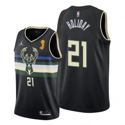 Milwaukee Milwaukee Bucks #21 Jrue Holiday 2021 NBA Finals Champions Swingman Statement Edition Jersey Black