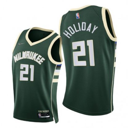 Nike Milwaukee Bucks #21 Jrue Holiday Men's 2021-22 75th Diamond Anniversary NBA Jersey Green