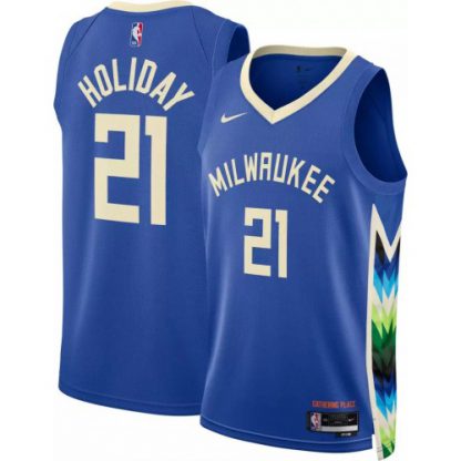 Milwaukee Milwaukee Bucks #21 Jrue Holiday Unisex Nike Royal 2022-23 Swingman Jersey - City Edition