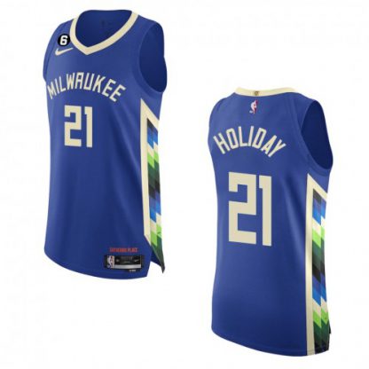 Milwaukee Milwaukee Bucks #21 Jrue Holiday Nike Royal 2022-23 Authentic Jersey - City Edition