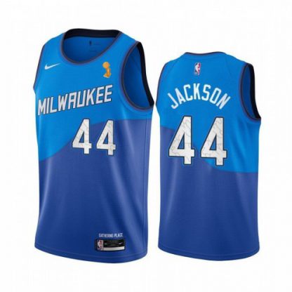 Nike Milwaukee Bucks #44 Justin Jackson Women's 2021 NBA Finals Champions City Edition Jersey Blue