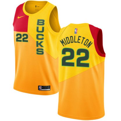 Nike Milwaukee Bucks #22 Khris Middleton Yellow NBA Swingman City Edition 2018/19 Jersey