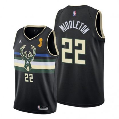 Milwaukee Milwaukee Bucks #22 Khris Middleton 2021 NBA Finals Champions Swingman Statement Edition Jersey Black