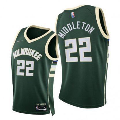 Nike Milwaukee Bucks #22 Khris Middleton Men's 2021-22 75th Diamond Anniversary NBA Jersey Green