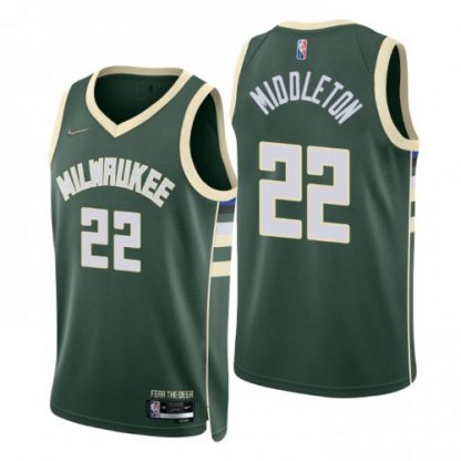 Nike Milwaukee Bucks #22 Khris Middleton Green Men's 2021-22 NBA 75th Anniversary Diamond Swingman Jersey - Icon Edition