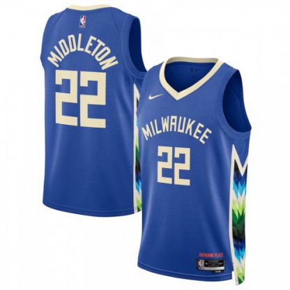 Milwaukee Milwaukee Bucks #22 Khris Middleton Unisex Nike Royal 2022-23 Swingman Jersey - City Edition