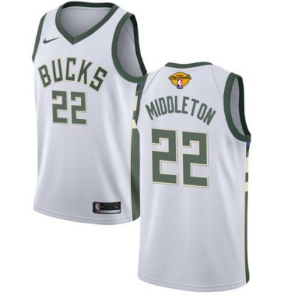 Nike Milwaukee Bucks #22 Khris Middleton Men's 2021 NBA Finals Bound Swingman Association Edition Jersey White