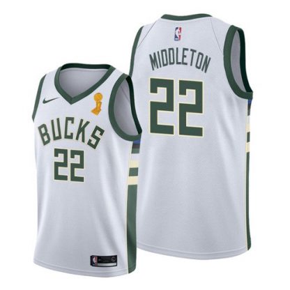 Nike Milwaukee Bucks #22 Khris Middleton Youth 2021 NBA Finals Champions Swingman Association Edition Jersey White