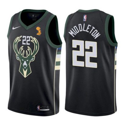 Nike Milwaukee Bucks #22 Khris Middleton Youth 2021 NBA Finals Champions Swingman Statement Edition Jersey Black