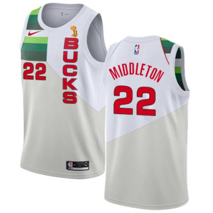 Nike Milwaukee Bucks #22 Khris Middleton Youth 2021 NBA Finals Champions Swingman Earned Edition Jersey White