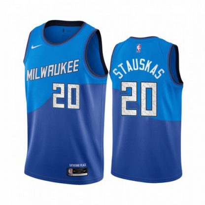 Nike Milwaukee Bucks #20 Nik Stauskas Blue NBA Swingman 2020-21 City Edition Jersey
