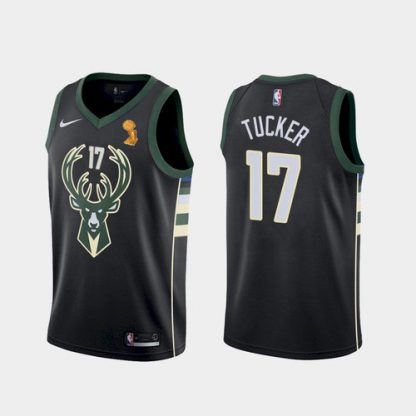 Nike Milwaukee Bucks #17 P.J. Tucker 2021 NBA Finals Champions Swingman Statement Edition Jersey Black