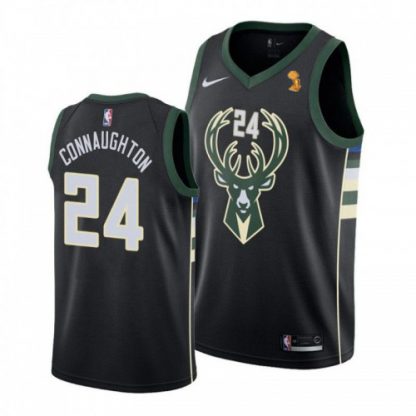 Nike Milwaukee Bucks #24 Pat Connaughton 2021 NBA Finals Champions Swingman Statement Edition Jersey Black