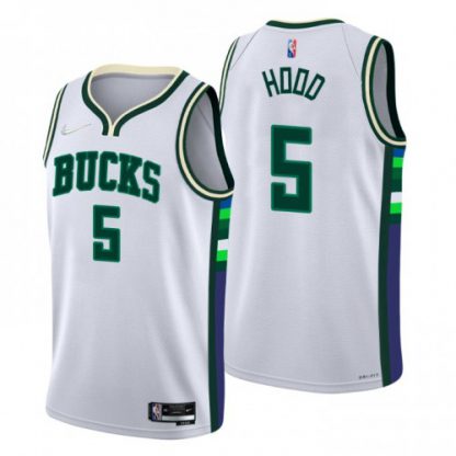 Milwaukee Milwaukee Bucks #5 Rodney Hood Men's Nike White 2021/22 Swingman NBA Jersey - City Edition