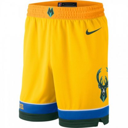 Milwaukee Milwaukee Bucks Nike City Edition Swingman Performance Shorts Yellow