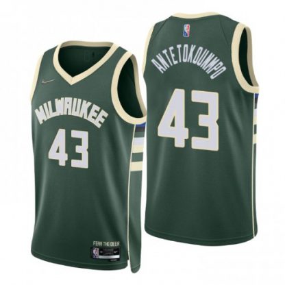 Nike Milwaukee Bucks #43 Thanasis Antetokounmpo Green Men's 2021-22 NBA 75th Anniversary Diamond Swingman Jersey - Icon Edition