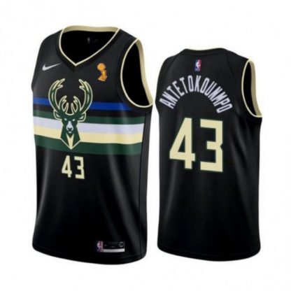 Nike Milwaukee Bucks #43 Thanasis Antetokounmpo Youth 2021 NBA Finals Champions Swingman Statement Edition Jersey Black