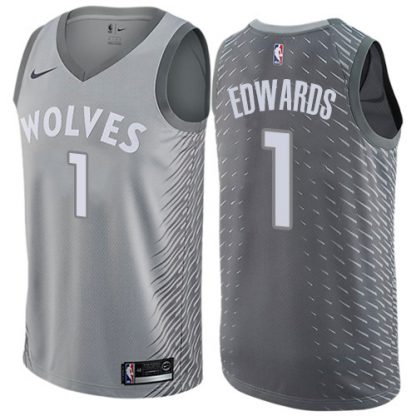 Nike Minnesota Timberwolves #1 Anthony Edwards Silver Women's NBA Swingman City Edition Jersey